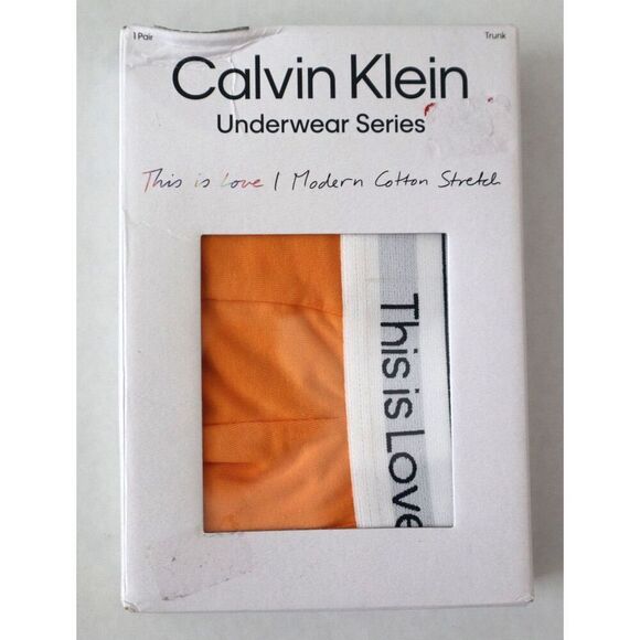 Calvin Klein NB3182800 Men Sz L Orange This is Love Modern Cotton Stretch Trunks - Picture 1 of 5